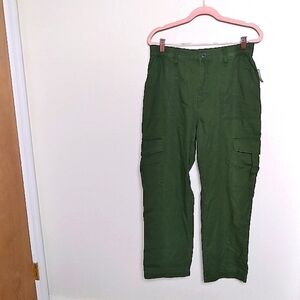 Aeropostale Green Cargo Utility High Waisted Ankle Length Pants Size Large New